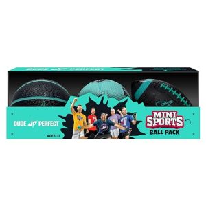 Dude Perfect Mini Sports Balls Kids and Adults Multi-Pack Sports Ball Set Includes Football Basketball Soccer Indoor Out