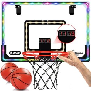 NZQXJXZ Pro Indoor Basketball Hoop with LED Lighting & Scoreboard