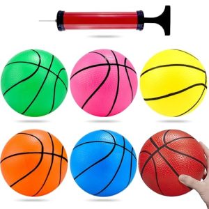 Mini Basketball 6PCS for Toddlers Kids Birthday Gifts | Shindel 6.3 Inches Basketball Pump Playground Pool Balls |