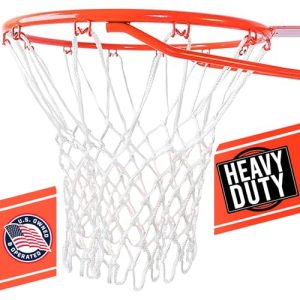 Heavy Duty Basketball Net Replacement for All Weather Anti Whip, Fits Standard Indoor or Outdoor Rims - 12 Loops | H