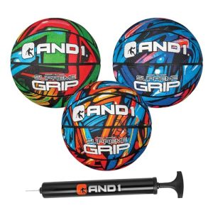 AND1 Mini Basketball 3 Pack Set for Kids: Deflated & Pump Included, 7-Inch Youth Size, Easy to Grip