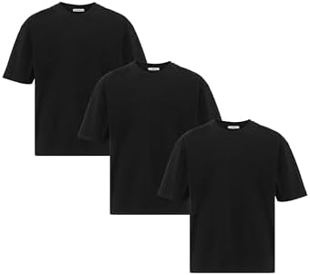 3er Pack Oversized T-Shirts – Classisches Baumwoll-Basic-Shirt – Kurzarm, Rundhals – Ideal für Den-tags, Freizeit & Stre