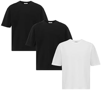 3er Pack Oversized T-Shirts – Classisches Baumwoll-Basic-Shirt – Kurzarm, Rundhals – Ideal für Den-tags, Freizeit & Stre