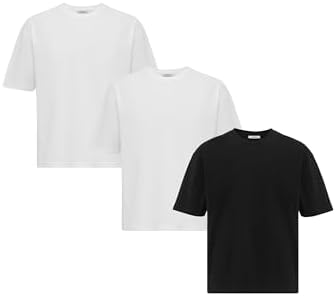 3er Pack Oversized T-Shirts – Classisches Baumwoll-Basic-Shirt – Kurzarm, Rundhals – Ideal für Den-tags, Freizeit & Stre