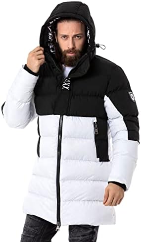 Cipo & Baxx Herren Mantel – Stylische Winterjacke mit warmem Innenfutter und abnehmbarer Kapuze für kalte Tage