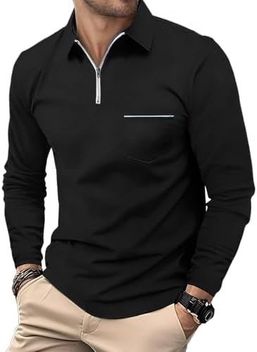 HMIYA Herren Poloshirt Langarm Baumwoll-Atmungsaktiv Casual T-Shirts Organic Standard Blended – Bild 25