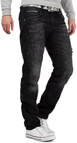 Cipo & Baxx Herren Jeans - Stilvolle Regular-Fit Denim mit Kontrastnähten | Bequeme & Modische Jeans für Männer | Stone-