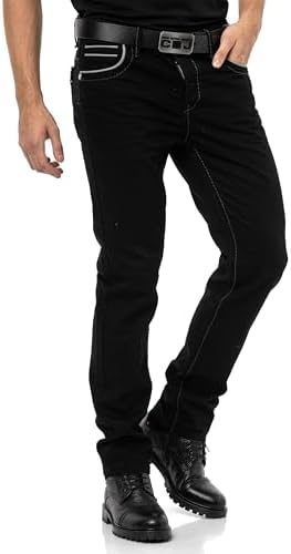 Cipo & Baxx Herren Jeans Hose Look Röhrenjeans Straight Fit Kontrastnähte Trendyhose | Cipo & Baxx Herren Jeans Hose Us