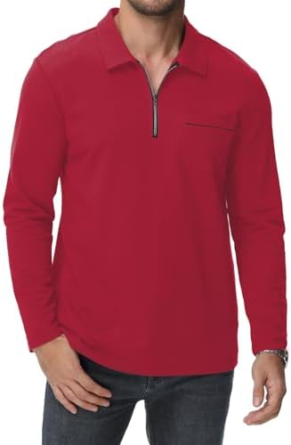 HMIYA Herren Poloshirt Langarm Baumwoll-Atmungsaktiv Casual T-Shirts Organic Standard Blended – Bild 15