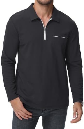 HMIYA Herren Poloshirt Langarm Baumwoll-Atmungsaktiv Casual T-Shirts Organic Standard Blended – Bild 39