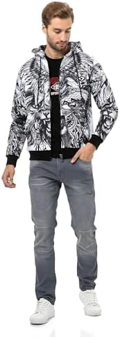 Cipo & Baxx Herren Sweatjacke Hoodie – Stylischer Pullover für Streetwear-Begeisterte mit Reißverschluss & Kapuze für Fr
