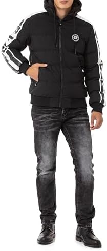 Cipo & Baxx Herren Mantel – Stylische Winterjacke mit warmem Innenfutter und abnehmbarer Kapuze für kalte Tage