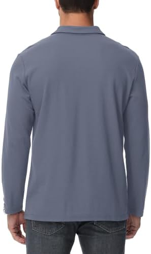 HMIYA Herren Poloshirt Langarm Baumwoll-Atmungsaktiv Casual T-Shirts Organic Standard Blended – Bild 8