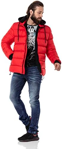 Cipo & Baxx Herren Mantel – Stylische Winterjacke mit warmem Innenfutter und abnehmbarer Kapuze für kalte Tage