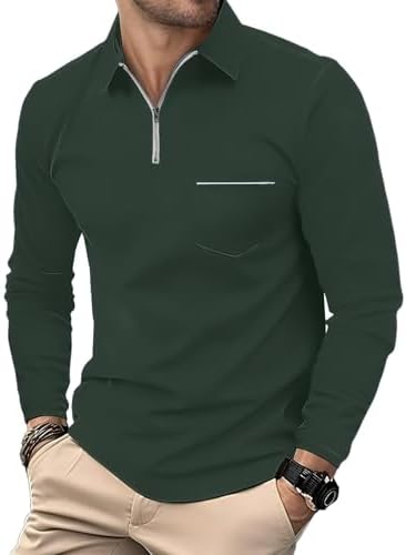 HMIYA Herren Poloshirt Langarm Baumwoll-Atmungsaktiv Casual T-Shirts Organic Standard Blended – Bild 43