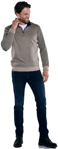 Engbers Herren Sweatshirt Braunbeige für Sport und Relaxen | Engbers Braunbeige Herren Sweatshirt mit Troyerkragen und