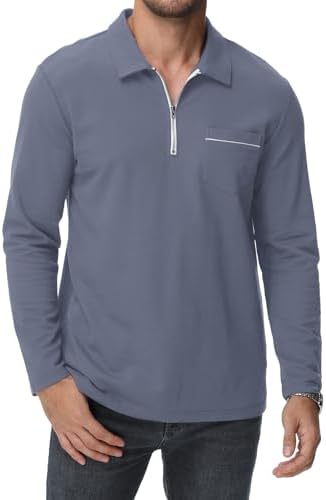 HMIYA Herren Poloshirt Langarm Baumwoll-Atmungsaktiv Casual T-Shirts Organic Standard Blended – Bild 9