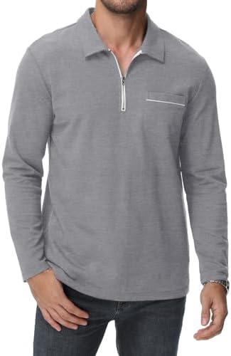 HMIYA Herren Poloshirt Langarm Baumwoll-Atmungsaktiv Casual T-Shirts Organic Standard Blended – Bild 21