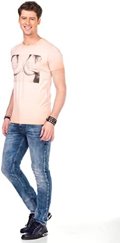 Cipo & Baxx Herren Jeans - Straight Fit mit modischen Waschungen, Nähten & Used-Look Details - Regular Denim - Trendige
