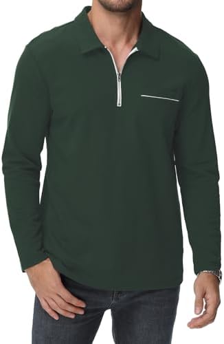 HMIYA Herren Poloshirt Langarm Baumwoll-Atmungsaktiv Casual T-Shirts Organic Standard Blended – Bild 45