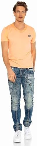 Cipo & Baxx Herren Jeans Hose Look Röhrenjeans Straight Fit Kontrastnähte Trendyhose | Cipo & Baxx Herren Jeans Hose Us