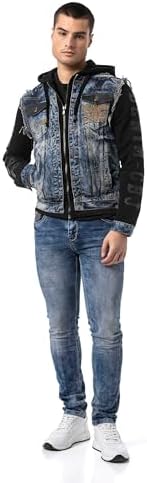 Cipo & Baxx Herren Hybrid-Denimjacke - Versatile Farben, Modisch und Komfortabel - für City und Outdoor - mit Knopf und