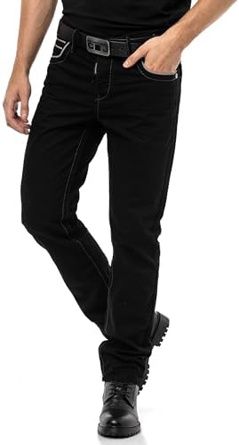 Cipo & Baxx Herren Jeans Hose Look Röhrenjeans Straight Fit Kontrastnähte Trendyhose | Cipo & Baxx Herren Jeans Hose Us