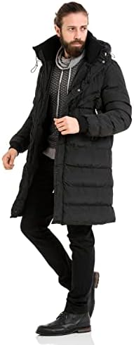 Cipo & Baxx Herren Mantel – Stylische Winterjacke mit warmem Innenfutter und abnehmbarer Kapuze für kalte Tage
