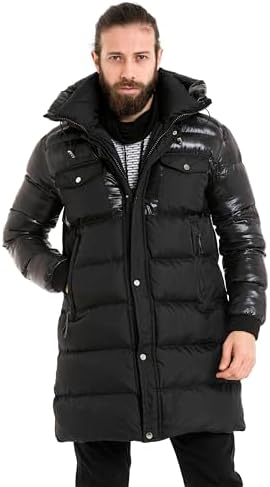 Cipo & Baxx Herren Mantel – Stylische Winterjacke mit warmem Innenfutter und abnehmbarer Kapuze für kalte Tage