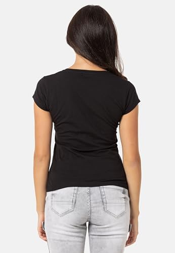 Cipo & Baxx Damen T-Shirt Print Strasssteine Baumwolle Rundhals
