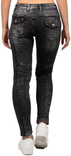 Cipo & Baxx Damen Jeans – Stylische Slim & Regular Fit Hosen mit Stretch & Used-Look | Bequeme Passform, modisches Desig