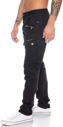 Cipo & Baxx Herren Cargo Jeanshose - Multifunktional für Outdoor-Activer - Große Taschen - 32x32 | Cipo & Baxx Herren C