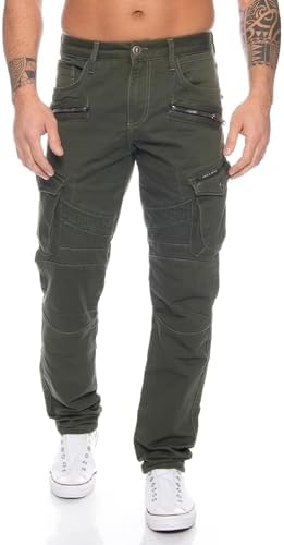 Cipo & Baxx Herren Cargo Jeanshose - Multifunktional für Outdoor-Activer - Große Taschen - 32x32 | Cipo & Baxx Herren C