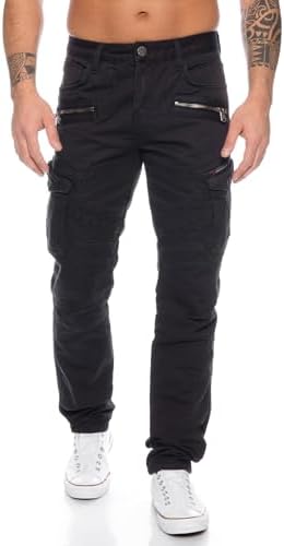 Cipo & Baxx Herren Cargo Jeanshose - Multifunktional für Outdoor-Activer - Große Taschen - 32x32 | Cipo & Baxx Herren C