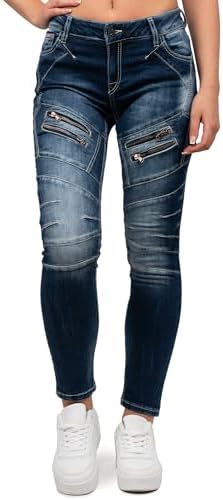 Cipo & Baxx Damen Jeans – Stylische Slim & Regular Fit Hosen mit Stretch & Used-Look | Bequeme Passform, modisches Desig