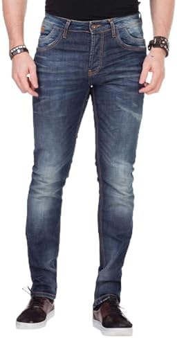 Cipo & Baxx Herren Jeans - Straight Fit mit modischen Waschungen, Nähten & Used-Look Details - Regular Denim