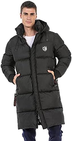 Cipo & Baxx Herren Mantel – Stylische Winterjacke mit warmem Innenfutter und abnehmbarer Kapuze für kalte Tage