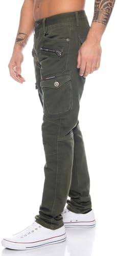 Cipo & Baxx Herren Cargo Jeanshose - Multifunktional für Outdoor-Activer - Große Taschen - 32x32 | Cipo & Baxx Herren C