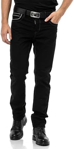 Cipo & Baxx Herren Jeans Hose Look Röhrenjeans Straight Fit Kontrastnähte Trendyhose | Cipo & Baxx Herren Jeans Hose Us