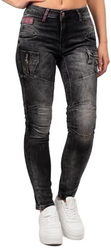 Cipo & Baxx Damen Jeans – Stylische Slim & Regular Fit Hosen mit Stretch & Used-Look | Bequeme Passform, modisches Desig