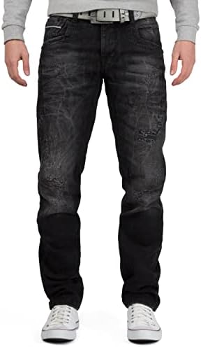 Cipo & Baxx Herren Jeans - Stilvolle Regular-Fit Denim mit Kontrastnähten | Bequeme & Modische Jeans für Männer | Stone-