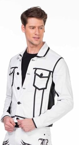 Cipo & Baxx Herren Jeansjacke – Klassisch, Leder, Sport – Knopf und Reißverschluss – Sweat-Kapuze und Sweatärmeln – Mode