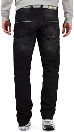 Cipo & Baxx Herren Jeans - Stilvolle Regular-Fit Denim mit Kontrastnähten | Bequeme & Modische Jeans für Männer | Stone-