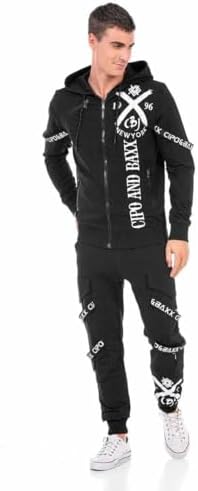 Cipo & Baxx Herren Jogginganzug Series – Zweiteiliges Set aus Kapuzenjacke und Jogginghose für Sport- und Casual-User im