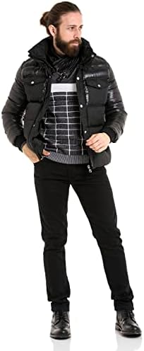 Cipo & Baxx Herren Mantel – Stylische Winterjacke mit warmem Innenfutter und abnehmbarer Kapuze für kalte Tage