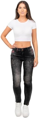 Cipo & Baxx Damen Jeans – Stylische Slim & Regular Fit Hosen mit Stretch & Used-Look | Bequeme Passform, modisches Desig