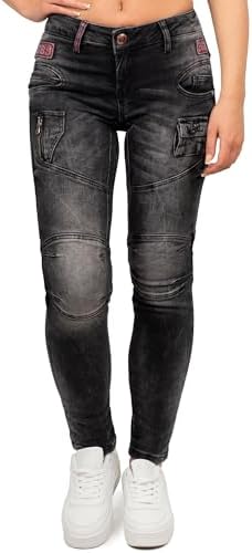 Cipo & Baxx Damen Jeans – Stylische Slim & Regular Fit Hosen mit Stretch & Used-Look | Bequeme Passform, modisches Desig