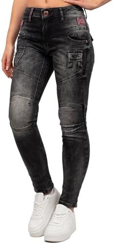 Cipo & Baxx Damen Jeans – Stylische Slim & Regular Fit Hosen mit Stretch & Used-Look | Bequeme Passform, modisches Desig