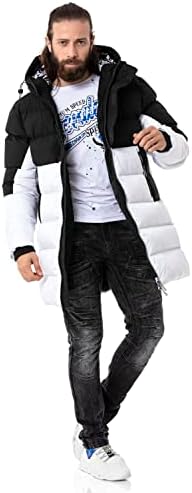 Cipo & Baxx Herren Mantel – Stylische Winterjacke mit warmem Innenfutter und abnehmbarer Kapuze für kalte Tage