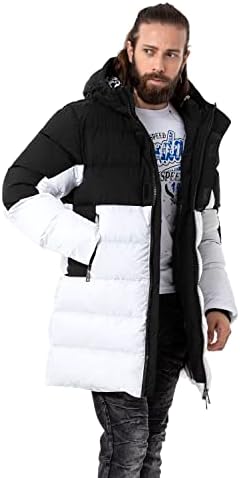 Cipo & Baxx Herren Mantel – Stylische Winterjacke mit warmem Innenfutter und abnehmbarer Kapuze für kalte Tage